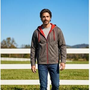 Ariat TEK Cold Series Jacket Men’s Medium Gray Full Zip Hooded Softshell Coat